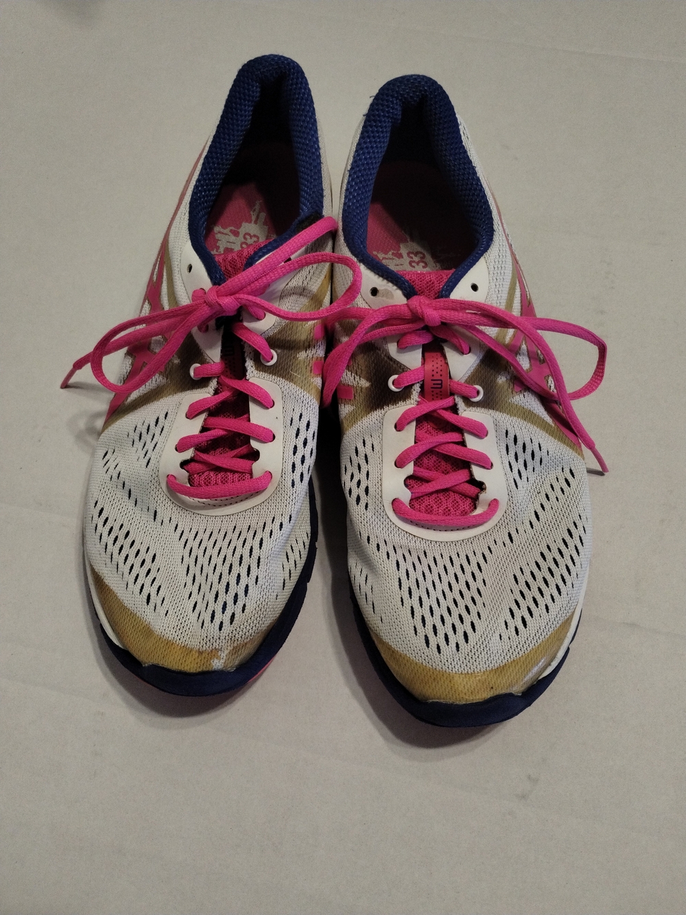 Asics Women's White Pink and Navy Athletic Running Shoes
